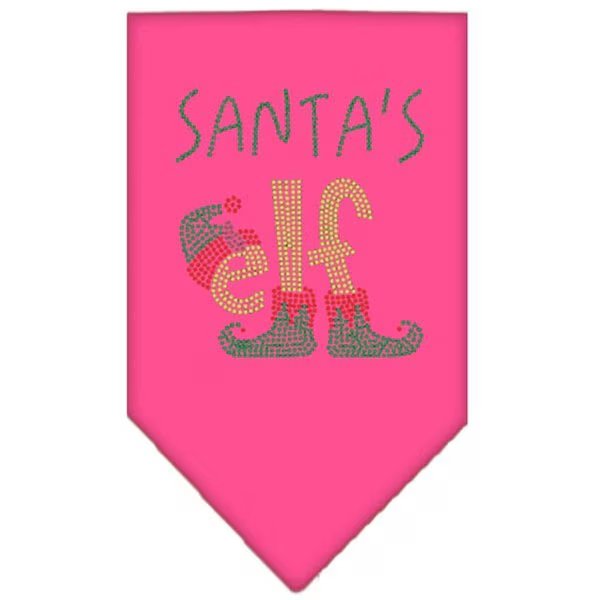 Santas Elf Rhinestone BandanaBright Pink Large, Mirage Pet Products, Mfr#: 67-100 LGBPK